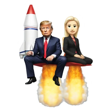 trump and ELon sitting on rocket  sticker