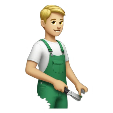 white kid trimming a decorative bush sticker