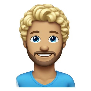 short curl blonde 30yo man blue eyed raised hand sticker