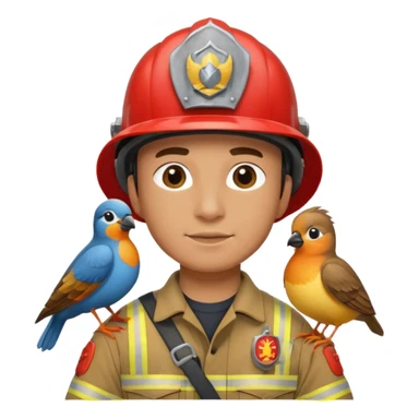 Fireman with bird sticker
