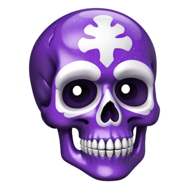 Glitter Purple and White Skull sticker
