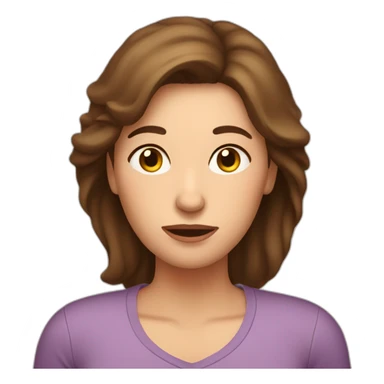Emoji of tired mom with brown hair but trying to cope with all the duties and still look good sticker