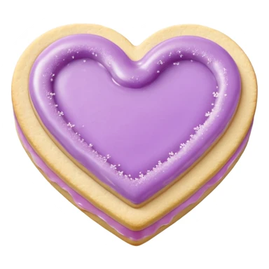 Realistic shortbread cookie in the shape of a heart with pale lilac color jelly middle filling and sprinkled powder sugar on top. sticker