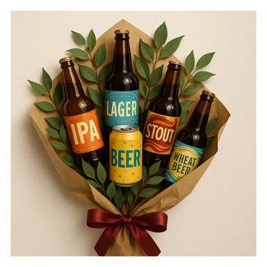 a beer bouquet sticker