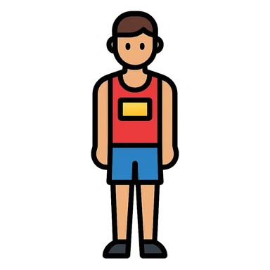 tall athlete standing in vest and shorts sticker