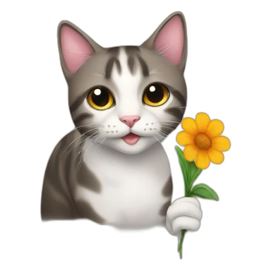 a cat with a flower sticker