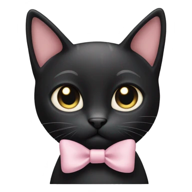 Black cat with a little light pink bow on its ears sticker