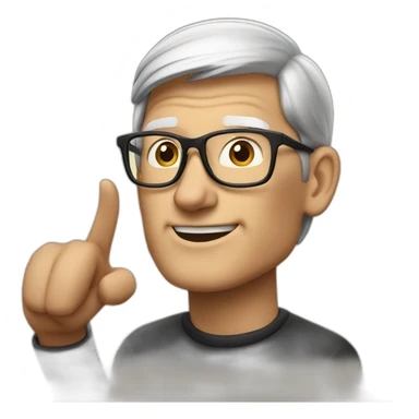 Tim Cook looking left and pointing left sticker