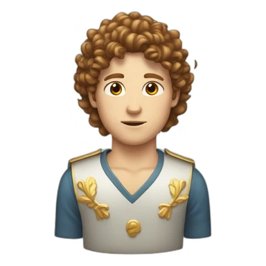 white boy with curly brown haired mullet with a crown on his head sticker