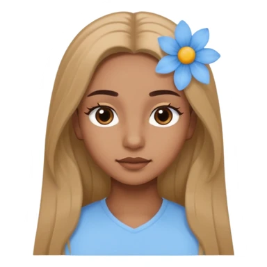 Cheveux un peu plus clair des cils moyen et des sourcils clair des cheveux plus long et une fleur bleu clair sticker