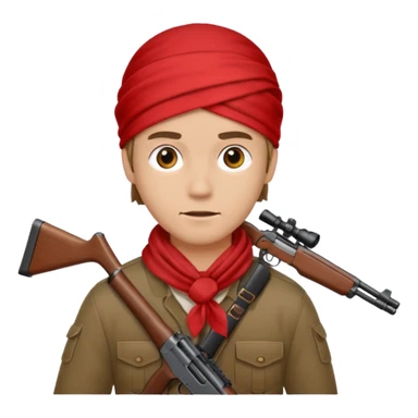 A man with bandana and a rifle  sticker