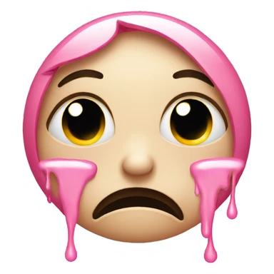 crying face with pink tears sticker