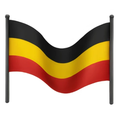Flag with black at the top, red at the bottom and a medium yellow circle in the middle sticker