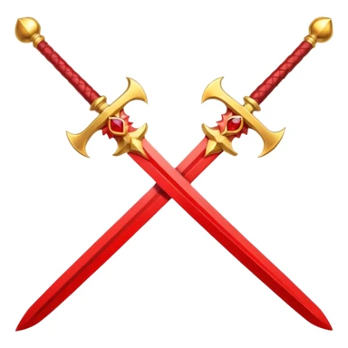 Golden fiery royal two crossed swrods with red gem and golden blade and golden handle sticker