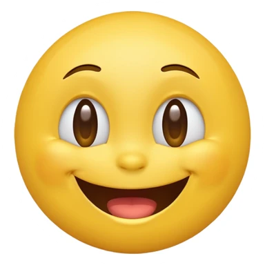 Emoji, yellow round laughing face, tilted head sticker