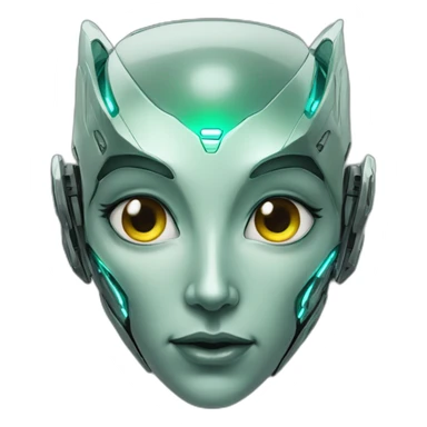 Cyber futuristic elf robot face sticker