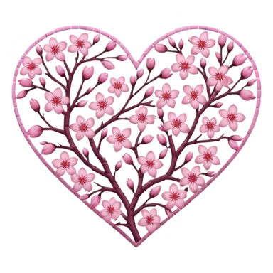 sakura heart with a mosaic pattern sticker