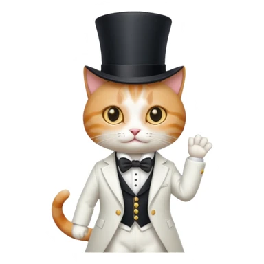 Gato com uma cartola e terno branco  sticker