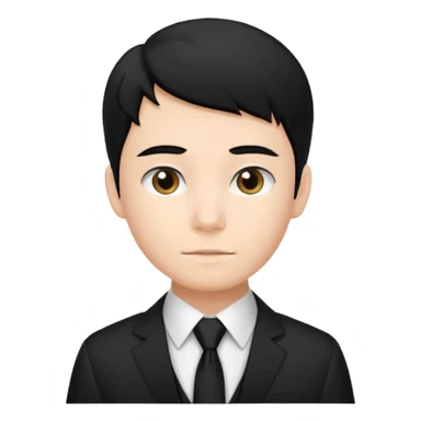 Chico con pelo negro, camisa negra y una corbata blanca sticker