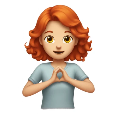 Redhead girl doing a heart with her hands sticker