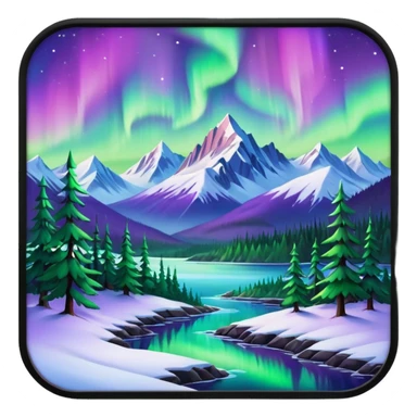 Alaska taiga: snowy forests, mountains & Northern lights sticker