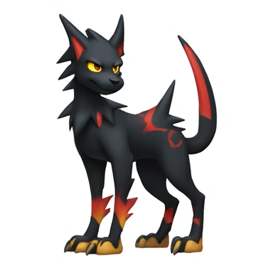 Cool Edgy Litten-Houndoom-Luxray Fakémon Digimon with Edgy markings, full body, outlined sticker