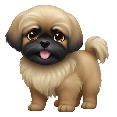 Pekingese poodle mix. All black in color. No other color. Underbite with teeth showing  sticker