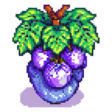 plump purple grape bunch, 2D sprite style, vibrant and playful, suitable for a fruit ninja game sticker