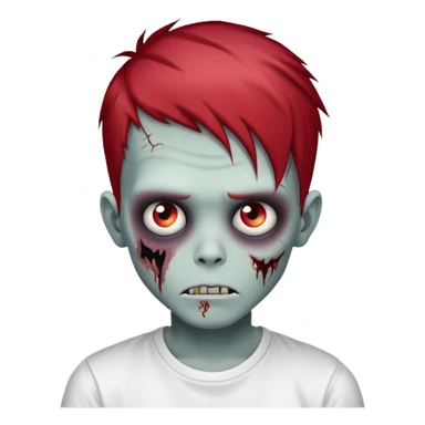 zombie boy with emo red hair and white shirt  sticker