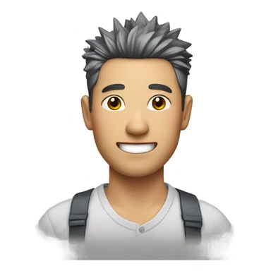 chinese man 40yo with spiky short black hair smile, smart buttoned shirt sticker