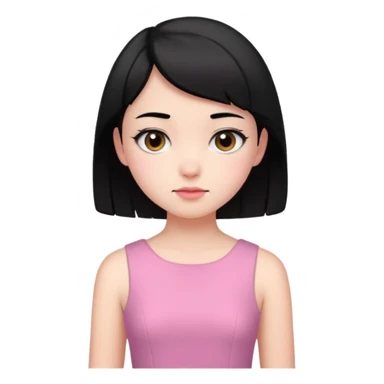 Un emoji de una. Chica adolescente vestido rosado pelo corto negro casi por los hombros sticker