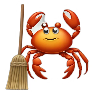 mascot crab Ferris with broom cleaning rust sticker