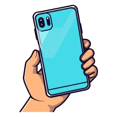 human hands holding a futuristic transparent smartphone sticker