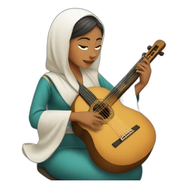 woman playing Arabic oud sticker