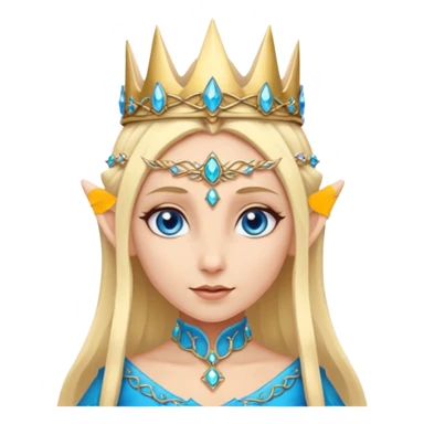elf princess with pointy ears, white skin, blond hair with jewellery, blue eyes sticker
