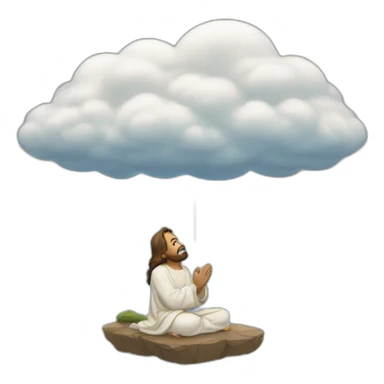 Cloud and jesus praying sticker