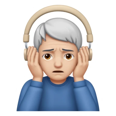 person covering ears with hands, in pain sticker