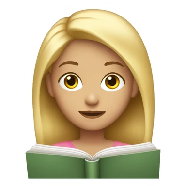 Girl with blonde hair reading a book sticker