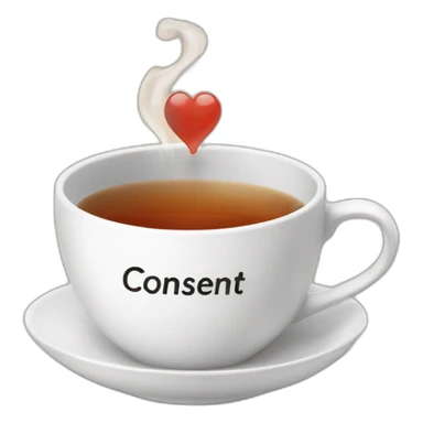 the word consent on a cup of tea sticker