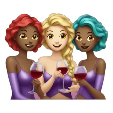 Three beautiful mermaids drinking wine sticker