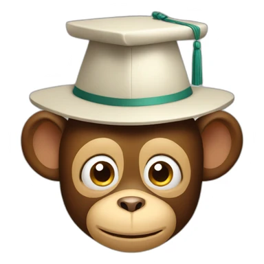 head of monkey with a graduated hat sticker