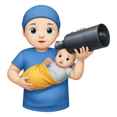 Baby being launched out of a t shirt canon sticker