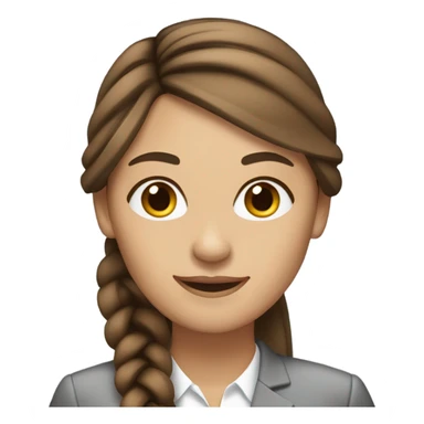 business woman long straight brown hair braid sticker