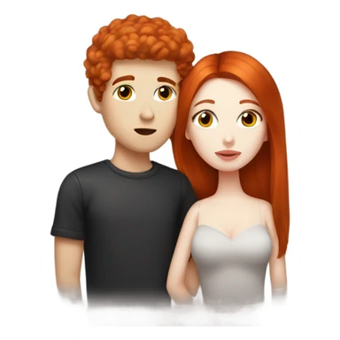 redhead model, kissing her boyfriend, pale skin, black hair sticker
