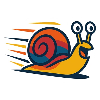 a fast snail, vibrant and energetic, dynamic motion lines sticker