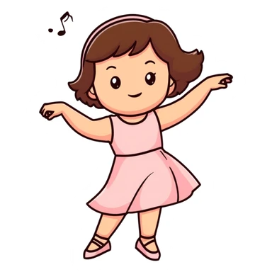 A 6 year old brunette girl wearing light pink and dancing happily   sticker