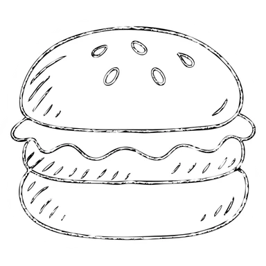 hand drawn outlined burger icon sticker