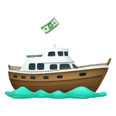 A BOAT WITH MONEY SPRAYING OUT sticker