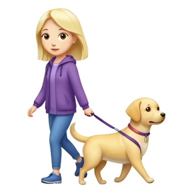 Cute girl walking yellow lab dog sticker