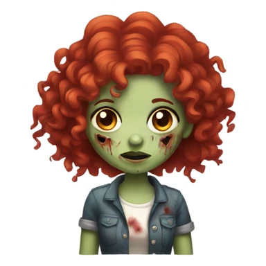 Zombie girl , red curly hair with hands sticker
